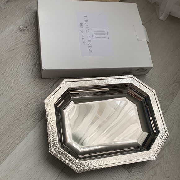Thomas O'Brien by Reed & Barton Landon 22-Inch Nickel Plate Cocktail Tray NIB - Picture 1 of 16